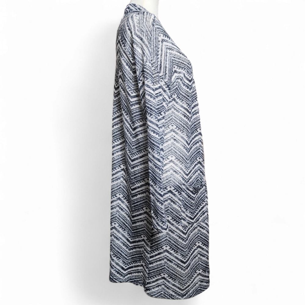 Aeropostale Womens Blue Cheveron Print Cardigan Duster - Picture 2 of 6
